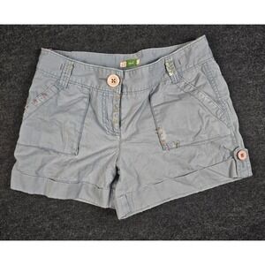 Anthropologie Ett:twa Women's Gray Cargo Shorts Floral Embroidered Boho Size 6